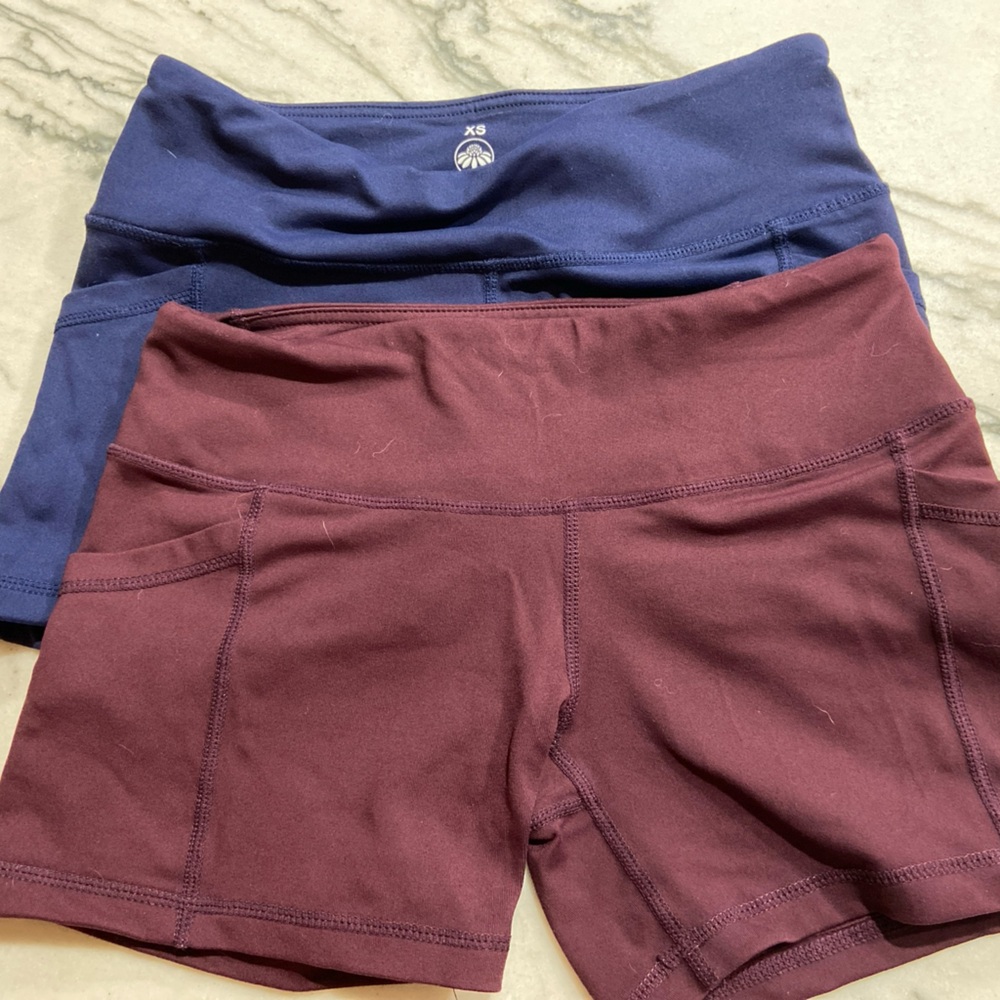 Senita athletics red and blue 3 in inseam compression shorts XS